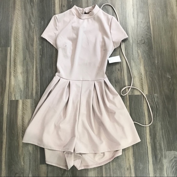Charlotte Russe Dresses & Skirts - Blush Lace Back Mock Neck Romper